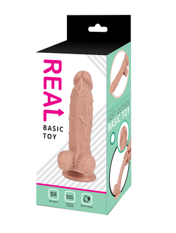 Реалистичный фаллоимитатор REAL с мошонкой на присоске, silicone, 17 х 3,6 см.