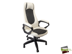 Кресло Гелакси кож.зам. белый/тк.Прогресс.черн./мех.LUX рез.рол.