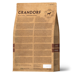 Grandorf (Грандорф): сухой беззерновой корм для собак, Утка с индейкой, 1 кг