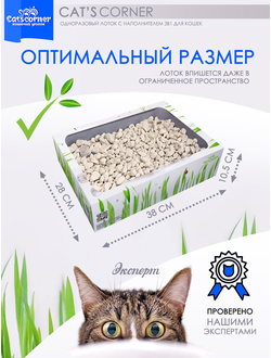 Заказать одноразовый лоток-туалет с наполнителем "Cat'scorner. Кошачий уголок". Короб универсальный