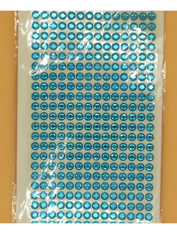 Стикеры для творчества,  стразы, 6 мм, цвет голубой