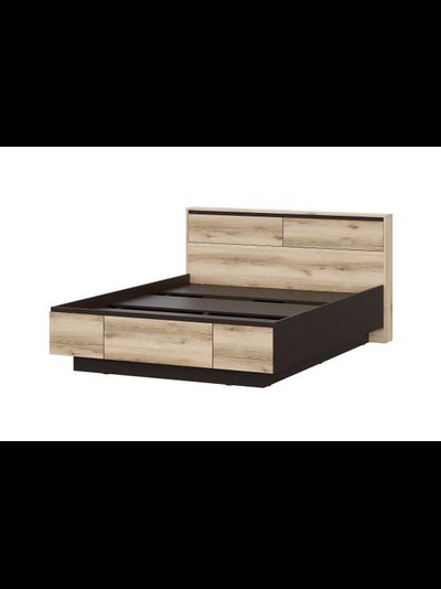 Берген кровать 1,6м с ящиками для хранения и кроватным столиком Дуб делано/Венге (с настилом)