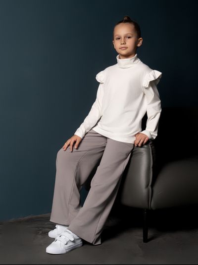 Брюки палаццо с утяжками (серый)