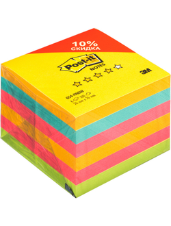 Блок-кубик Post-it 654-RNBW, 76х76, 4 цвета, 6 блоков по 100 листов