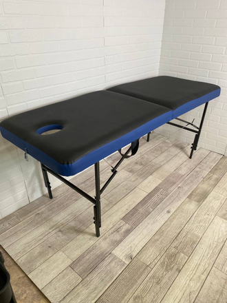 Массажный стол с двойным поролоном 190х70 + регулировка Черно-Синий