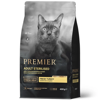 PREMIER (Премьер) сухой корм для стерилизованных кошек, Индейка 400 г