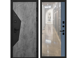 Дверь входная Авангард бетон с большим серым зеркалом