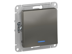 Выключатель 1-клавишный с подсветкой, сталь, серия Atlas Design