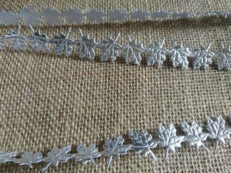 Лента декоративная "Кленовые листья", цвет серебро, ширина 22 мм, цена за 1 м