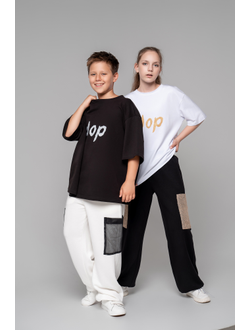 Брюки с накладными карманами из мешковины