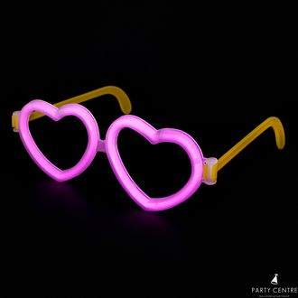 Флуоресцентные очки, Сердце, Розовый, 20 см, 1 шт.