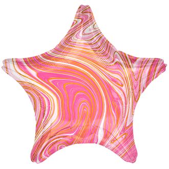 Фольгированный шар с гелием "Звезда мрамор розовый" 45 см