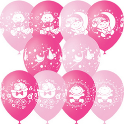 Воздушный шар "С рождением ребенка. Розовый" 5-сторонний (Мексика) 30см.