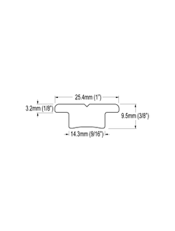 Погон Т-образный с отверстиями Ronstan RC7251-1.5 серия 25 1496х25,4мм чёрного из анодированного алюминия