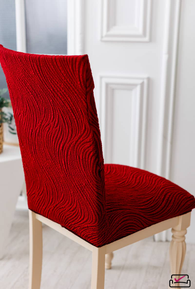 Чехол на стул Жаккард Волна Бордовый. Россия