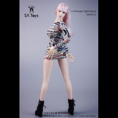 Женское платье мини 1/6 - Poster Tight Dress (SA016C) - SA Toys