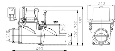 канализационный затвор hl 710.2 epc - размеры