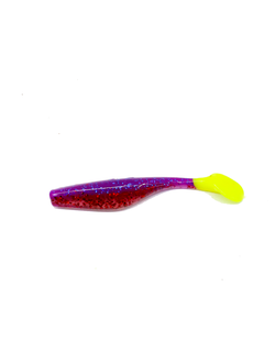 Силиконовая приманка Fish3 Поисковая Bass Assassin 4 фиолетовый/блестки с желтым хвостом