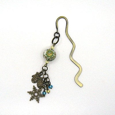 Закладка для книг "Зимние узоры" с бусиной Тенша