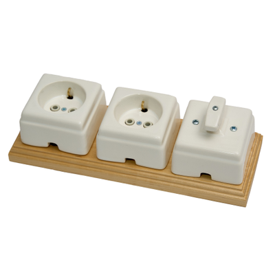 Поворотный ретро выключатель из керамики, белый. 1-2 клав.