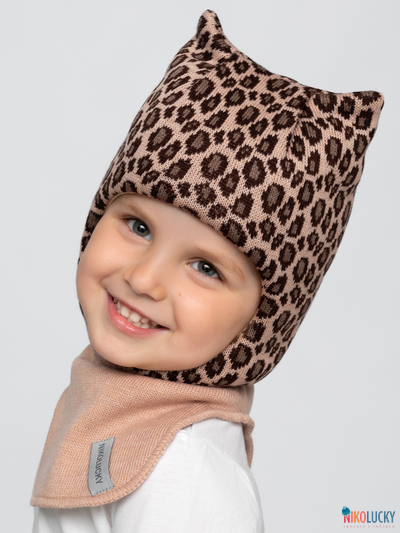 Шапка-шлем 24101-01 с утеплит,бежевый,коричневый 54-56