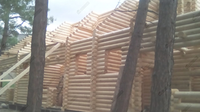 Дом для базы отдыха "Геленджик" из оцилиндрованного бревна, 120 м2