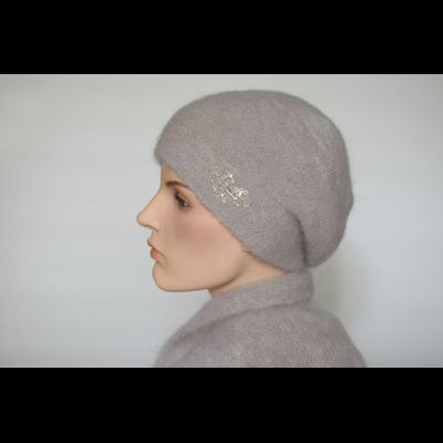 Мохеровый вязаный женский берет Vizio Италия 6945 B бежевый