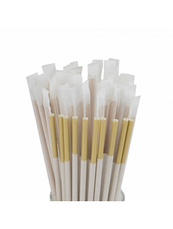 Трубочка для напитков бумажная 6 мм (крафт, в индивид. упак. 250 шт), 195мм