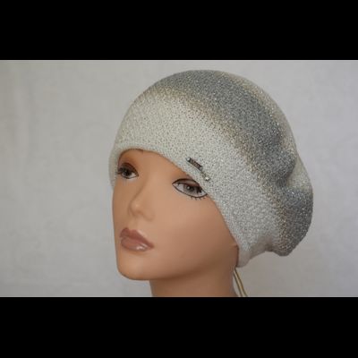 Женский берет Vizio Италия 6607 белый с серой полосой