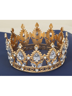 Корона для торта с серыми камнями (золото), 8,2*4,5см