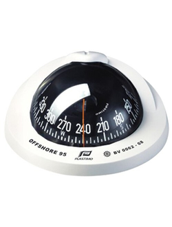 Компас Plastimo Offshore 95 65737 12/24В для судна 6-10м c чёрной конической картушкой Ø81мм в белом корпусе Ø128x111мм горизонтальный врезной монтаж