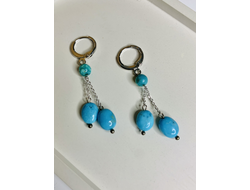 Серьги удлиненные с бирюзой