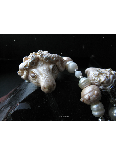 Браслет в стиле арт-нуво с овечкой и барашком