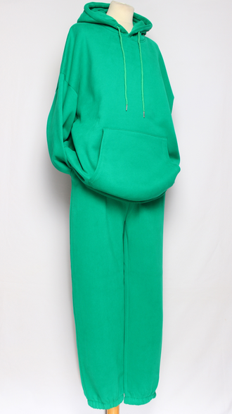 Костюм тройка: худи, брюки, жилет."Теплый с жилетом" зелёный р.52-54