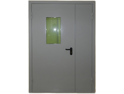 Дверь противопожарная двустворчатая с прямоугольным остеклением 2100х1200 (EI-60)