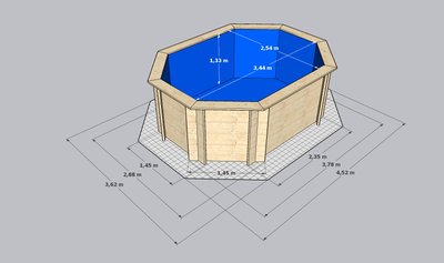 Деревянный бассейн "Вилюй" 350 х 250 х 115 см Кристалл