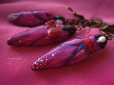 "Вальс магнолии", комплект украшений из фарфора (серьги и подвеска)