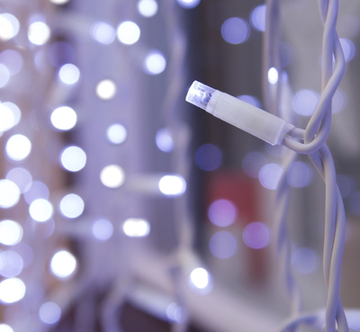 Гирлянда занавес уличная 2 х 6м, 1440LED, каучук, 3W IP65, 220V, свечение белое