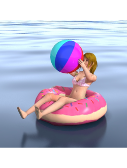 пляж Девушка Piscina на круге