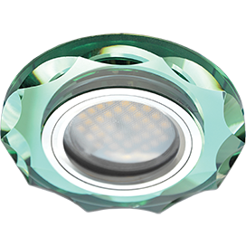 Светильник встраиваемый Ecola DL1653 MR16 GU5.3 стекло с вогнутыми гранями Изумруд/Хром 25x90 FR1653EFF