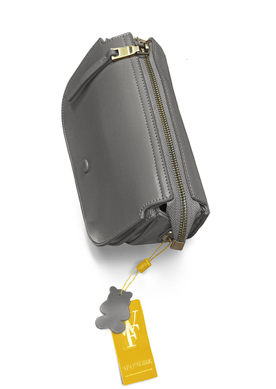 (АРТИКУЛ: 10036/52) СУМКА ЖЕНСКАЯ, МАЛЕНЬКАЯ, НАТУРАЛЬНАЯ ГЛАДКАЯ КОЖА, СЕРАЯ, С ДВУМЯ ПЛЕЧЕВЫМИ РЕМНЯМИ