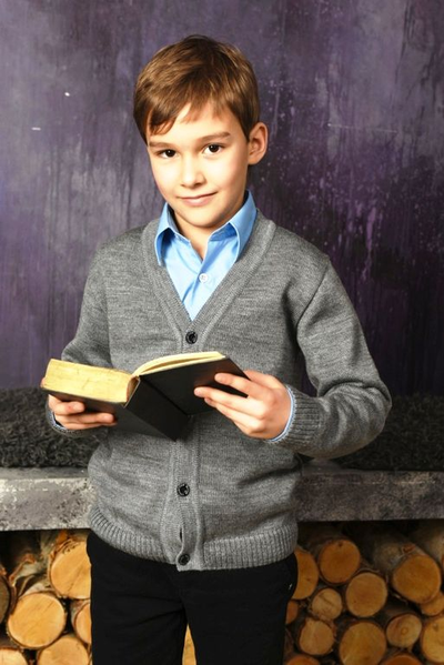 Кардиган школьный на пуговицах (серый)