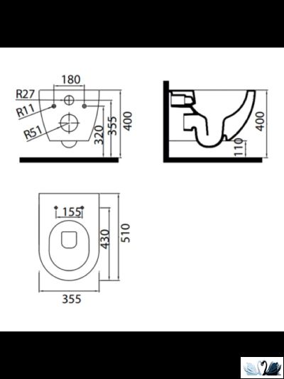 Унитаз Creavit Free FE320-11SM00E-0000 с сиденьем микролифт подвесной,  Black Mat, черного цвета