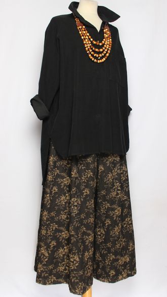 Рубашка Бохо "Вельвет асимметрия" черная