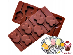 Форма для леденцов силиконовая "Сердца"