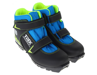 Ботинки лыжные TREK Snowrock 1 NNN ИК, черные, лого лайм, размеры 31/33/34/35/36