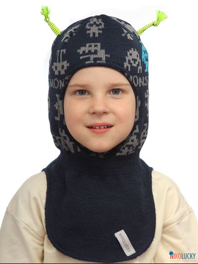 Шапка-шлем  23101-01, цвет темно-синий, темно-серый р. 50-52