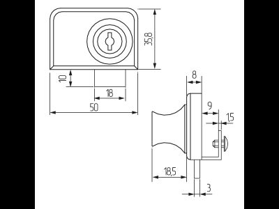 Замок LOCK.407.CR, стекло, 2 двери (хром)
