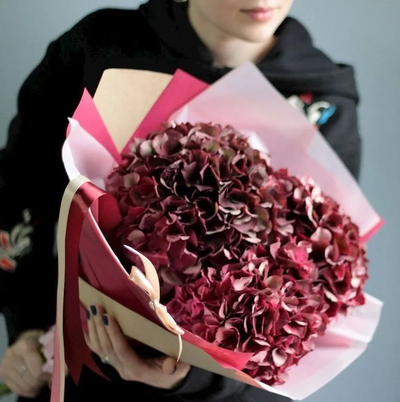 5 розовых гортензий