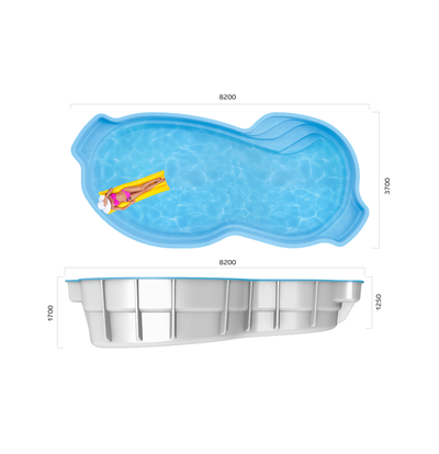 Композитный бассейн 8,2 х 3,7 х 1,25-1,7 "Манхэттен" Franmer